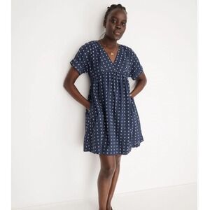 Madewell‎ V-Neck Dolman-Sleeve Mini Dress in Textured Dot Size M